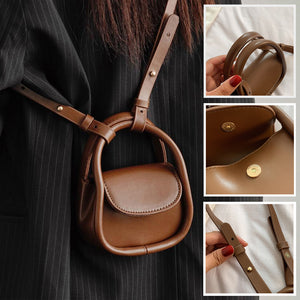 Mini-Kopfhörertasche aus einfarbigem Leder