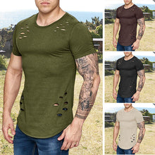 Laden Sie das Bild in den Galerie-Viewer, Schlankes einfarbiges T-Shirt für Herren mit Rundhalsausschnitt