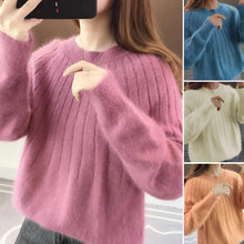 Laden Sie das Bild in den Galerie-Viewer, Einfarbiger Weicher Pullover mit Rundhalsausschnitt
