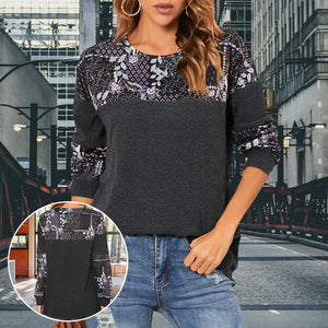 Bedrucktes Langarm-T-Shirt für Damen