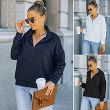 Laden Sie das Bild in den Galerie-Viewer, Minimalistisches Sweatshirt mit Reißverschluss