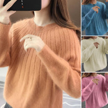 Laden Sie das Bild in den Galerie-Viewer, Einfarbiger Weicher Pullover mit Rundhalsausschnitt