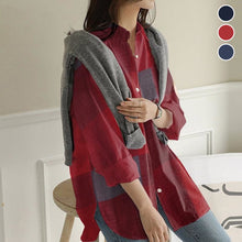 Laden Sie das Bild in den Galerie-Viewer, Karierte Unregelmäßige Bluse mit langen Ärmeln