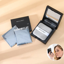Laden Sie das Bild in den Galerie-Viewer, Tragbares Gesichtsöl-Löschpapier mit Puderquastenspiegel