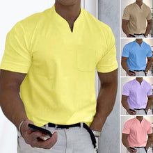 Laden Sie das Bild in den Galerie-Viewer, Sportliches Kurzarm-T-Shirt mit V-Ausschnitt