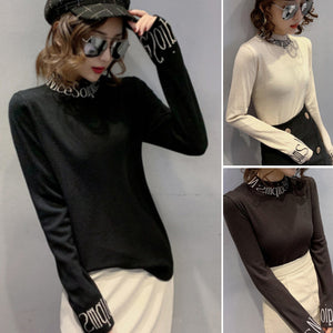 Bedruckter Halbrollkragenpullover für Damen