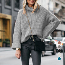 Laden Sie das Bild in den Galerie-Viewer, Lockerer Strickpullover mit Stehkragen für Damen