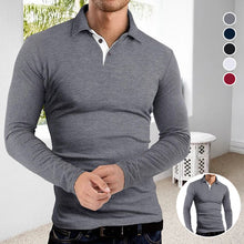 Laden Sie das Bild in den Galerie-Viewer, Langärmliges Revers-Poloshirt