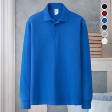 Laden Sie das Bild in den Galerie-Viewer, Einfarbiges langärmliges Poloshirt mit Revers für Herren