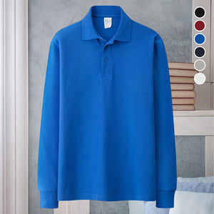 Einfarbiges langärmliges Poloshirt mit Revers für Herren