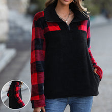 Laden Sie das Bild in den Galerie-Viewer, Lässiges Karo-Plüsch-Sweatshirt