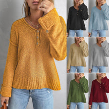 Laden Sie das Bild in den Galerie-Viewer, Strickpullover mit Knöpfen und überschnittener Schulter