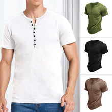 Laden Sie das Bild in den Galerie-Viewer, Männliches Einfarbiges T-Shirt mit V-Ausschnitt