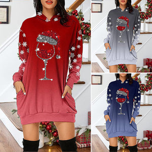 Kleid mit Schneeflocke Weinglas