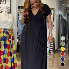 Laden Sie das Bild in den Galerie-Viewer, Sexy einfarbiges Kleid mit tiefem V-Ausschnitt