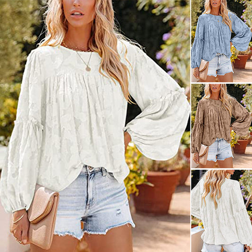 Elegante einfarbige Langarmbluse