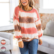 Laden Sie das Bild in den Galerie-Viewer, Lockeres Langarm-T-Shirt mit Rundhalsausschnitt