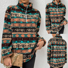 Laden Sie das Bild in den Galerie-Viewer, Lässiges Bedrucktes Sweatshirt mit Stehkragen