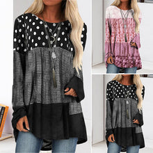 Laden Sie das Bild in den Galerie-Viewer, Bedrucktes T-Shirt mit langärmligem Rundhalsausschnitt