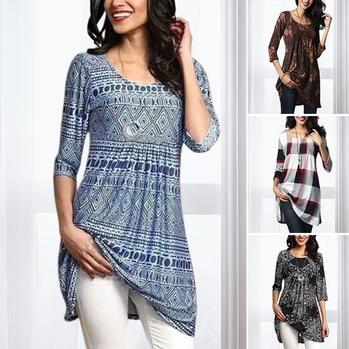 Bedrucktes Kleid mit mittleren Ärmeln