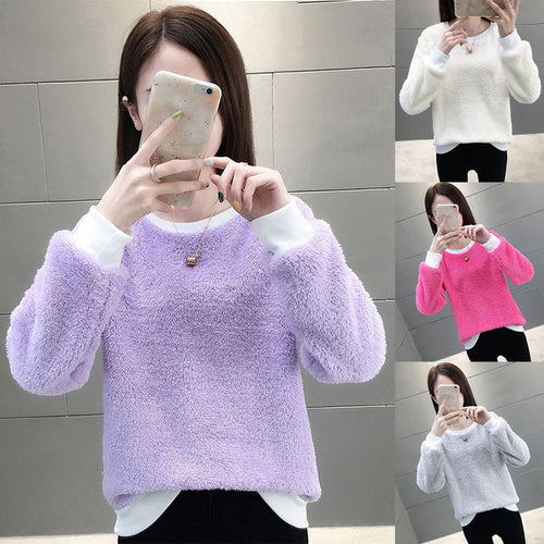 Einfarbiger Herbst- und Winterpullover für Damen