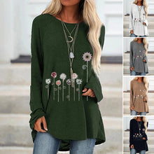 Laden Sie das Bild in den Galerie-Viewer, Langärmeliges T-Shirt mit Blumendruck