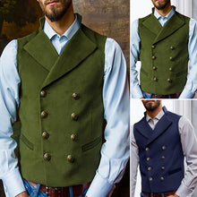 Laden Sie das Bild in den Galerie-Viewer, Einfarbige zweireihige Weste
