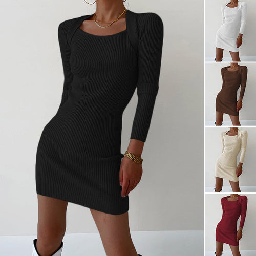 Sexy Pulloverkleid mit quadratischem Ausschnitt