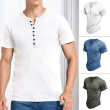 Laden Sie das Bild in den Galerie-Viewer, Männliches Einfarbiges T-Shirt mit V-Ausschnitt