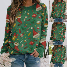 Laden Sie das Bild in den Galerie-Viewer, Rundhalsausschnitt Weihnachtsmütze Print Sweatshirt
