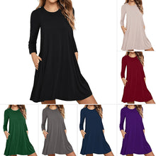 Laden Sie das Bild in den Galerie-Viewer, Langärmliges Einfarbiges Reisekleid