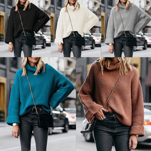 Lockerer Strickpullover mit Stehkragen für Damen