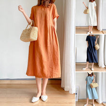 Laden Sie das Bild in den Galerie-Viewer, Einfaches Einfarbiges Kurzarmkleid