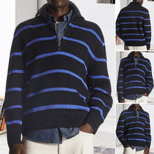 Laden Sie das Bild in den Galerie-Viewer, Gestreifter Strickpullover mit Revers