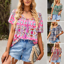 Laden Sie das Bild in den Galerie-Viewer, Sommer Böhmisches Bedrucktes T-Shirt