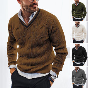 Schmaler Strickpullover mit V-Ausschnitt