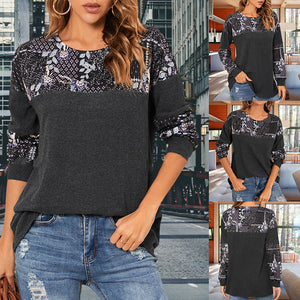 Bedrucktes Langarm-T-Shirt für Damen