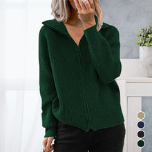 Laden Sie das Bild in den Galerie-Viewer, Locker gestrickter Pullover mit Reißverschluss am Revers