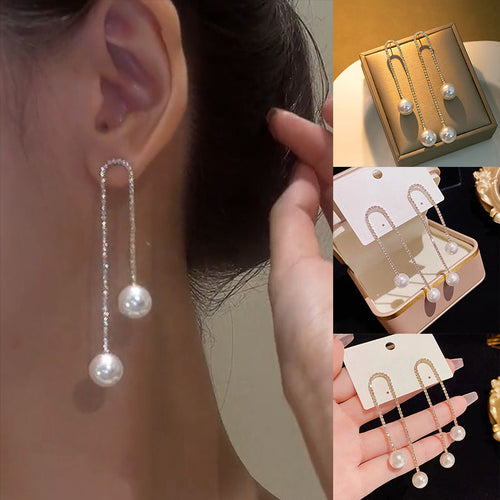 Elegante Diamant-Quastenperlenohrringe