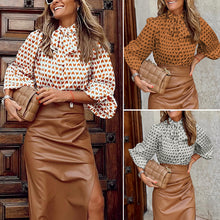 Laden Sie das Bild in den Galerie-Viewer, Damen Frühling Herbst Casual Langarme bedruckte lockere Bluse