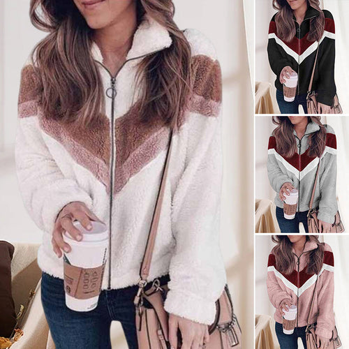 Warme Plüschjacke mit Reißverschluss