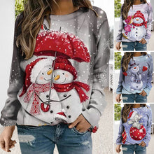 Laden Sie das Bild in den Galerie-Viewer, Loses Sweatshirt mit Weihnachtsdruck für Damen