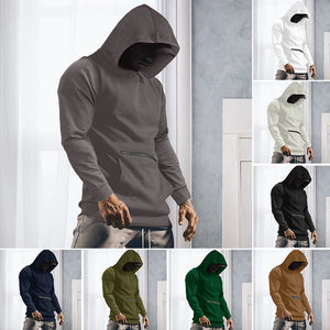 Einfarbiger Langarm-Hoodie