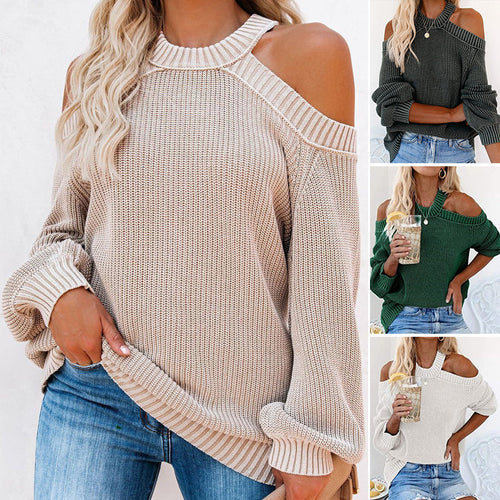 Sexy Schulterfreier Pullover mit Offenem Rücken