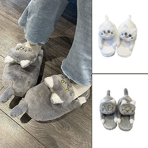 Plüsch-Katzenhausschuhe für Damen