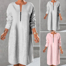 Laden Sie das Bild in den Galerie-Viewer, Einfarbiges Kleid mit Reißverschluss