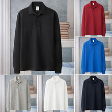 Laden Sie das Bild in den Galerie-Viewer, Einfarbiges langärmliges Poloshirt mit Revers für Herren