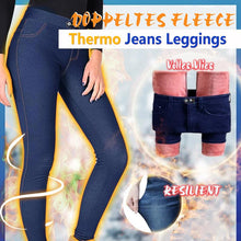 Laden Sie das Bild in den Galerie-Viewer, Doppelte Fleece-Thermo Jeans Hose