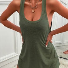 Laden Sie das Bild in den Galerie-Viewer, Einfarbiges ärmelloses Kleid mit U-Ausschnitt
