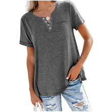 Laden Sie das Bild in den Galerie-Viewer, Modisches einfarbiges kurzärmeliges T-shirt mit Tasche